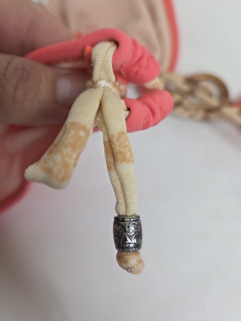 Ranji Ya Manji Size 2 (Small) Coral Pink Triangle Bikini with Acrylic Ring - Picture 15 of 15